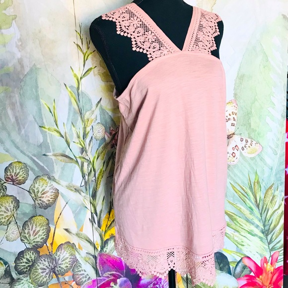 🎀Papaya Cotton Laced Size 14 (Large) Beige Cream Color Tank Top - Picture 4 of 10